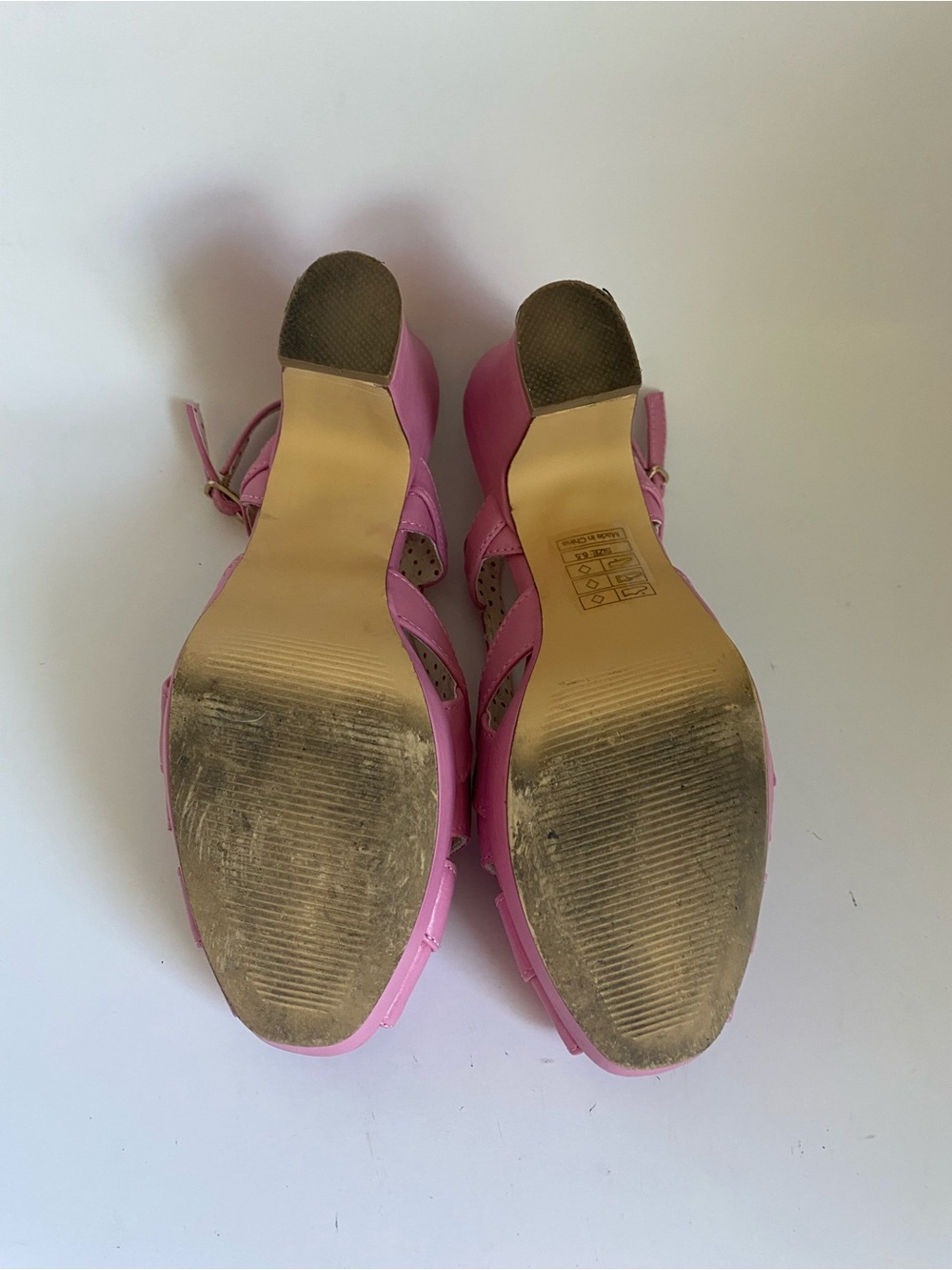 Pink Platform Sandals Size 6.5 Retro Pastel Girly Strappy - Picture 7 of 9